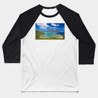 Beach Mountains Paradise Painting Baseball T-Shirt